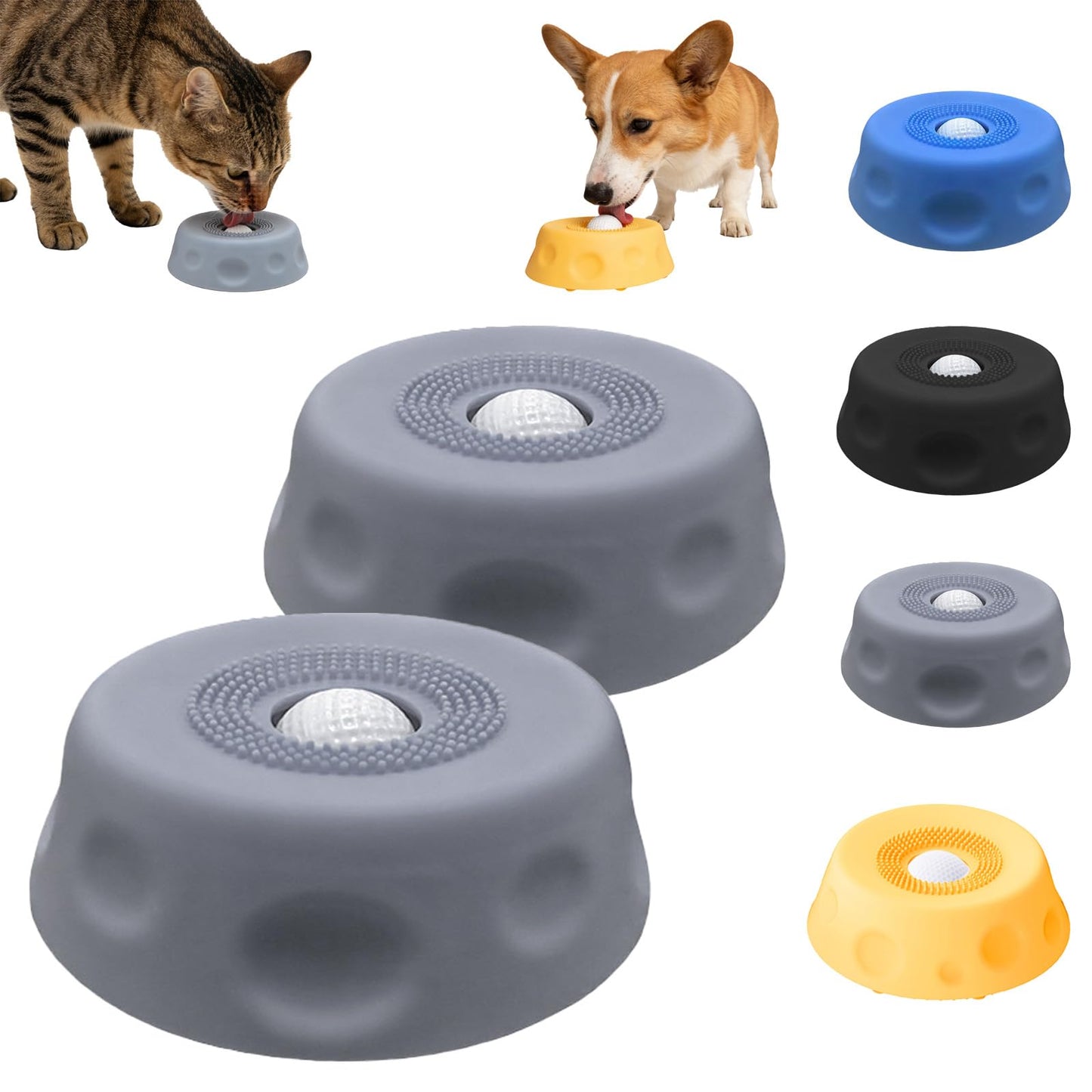 2pcs Dog Lick Bowl with Ball,Lick Ball Bowl for Dogs,Dog Licking Bowl with Rolling Ball,Slow Feeder Ball Bowl to Slow Pet Eating,Rolling Ball Dog Bowl Give Pet More Time to Enjoy Eating. (Blue-2pcs)