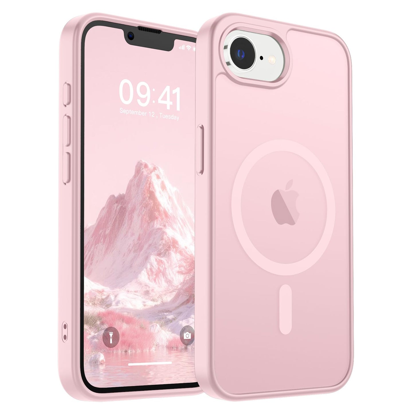 Magnetic for iPhone 14 Case & iPhone 13 Case (Compatible with MagSafe)(Military Grade Drop Protection) Translucent Matte Shockproof Phone Cover,Black