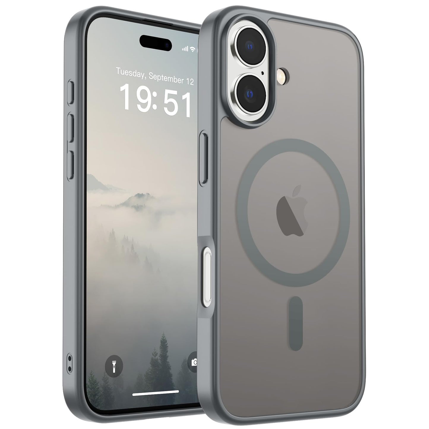 Magnetic for iPhone 14 Case & iPhone 13 Case (Compatible with MagSafe)(Military Grade Drop Protection) Translucent Matte Shockproof Phone Cover,Black
