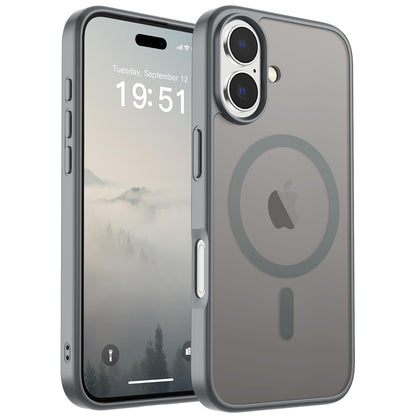 Magnetic for iPhone 14 Case & iPhone 13 Case (Compatible with MagSafe)(Military Grade Drop Protection) Translucent Matte Shockproof Phone Cover,Black