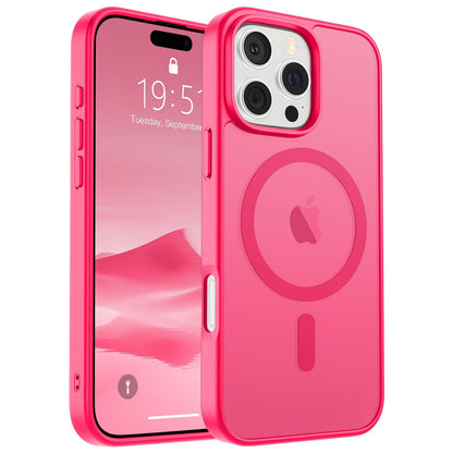 Magnetic for iPhone 14 Case & iPhone 13 Case (Compatible with MagSafe)(Military Grade Drop Protection) Translucent Matte Shockproof Phone Cover,Black