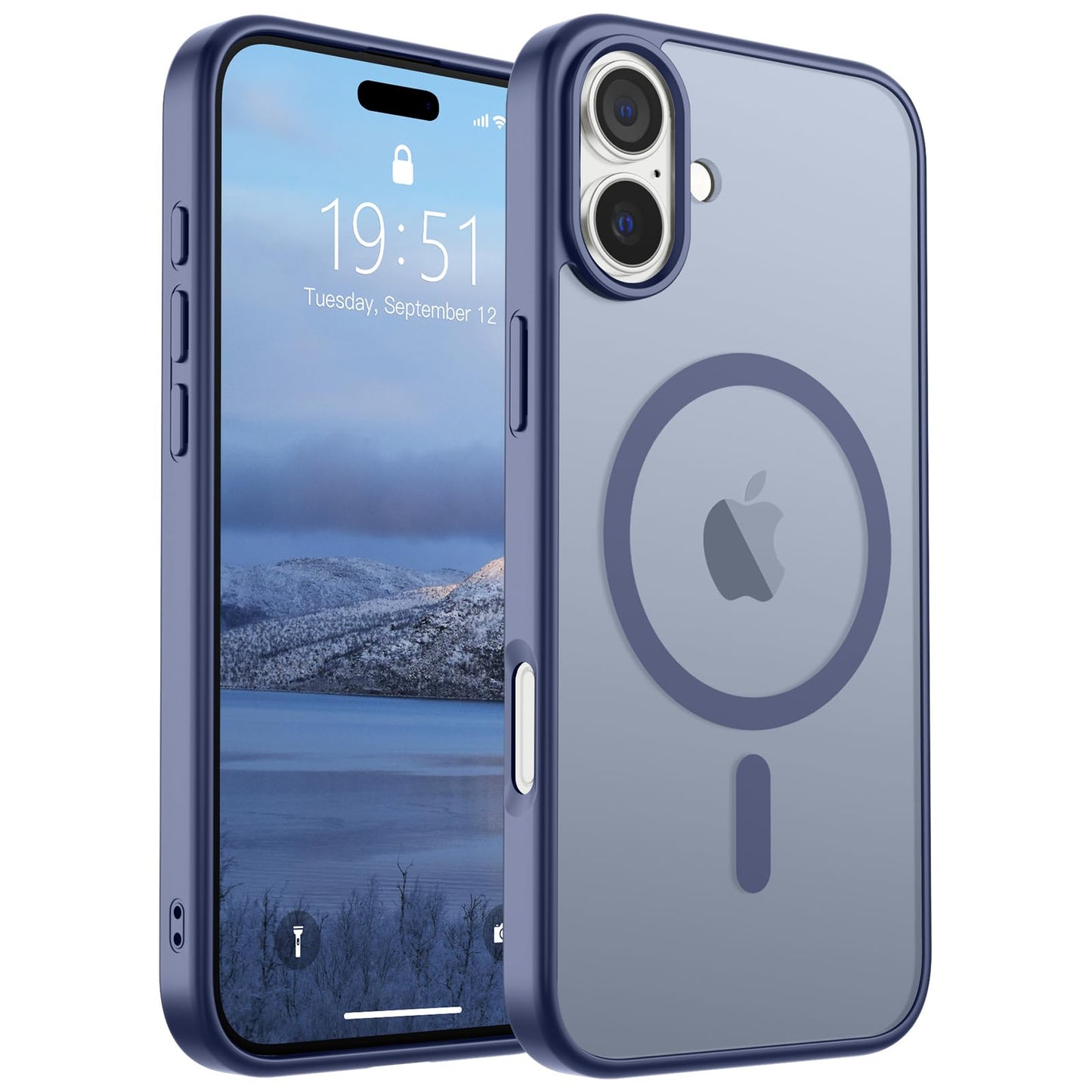 Magnetic for iPhone 14 Case & iPhone 13 Case (Compatible with MagSafe)(Military Grade Drop Protection) Translucent Matte Shockproof Phone Cover,Black