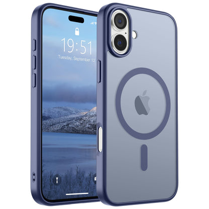 Magnetic for iPhone 14 Case & iPhone 13 Case (Compatible with MagSafe)(Military Grade Drop Protection) Translucent Matte Shockproof Phone Cover,Black