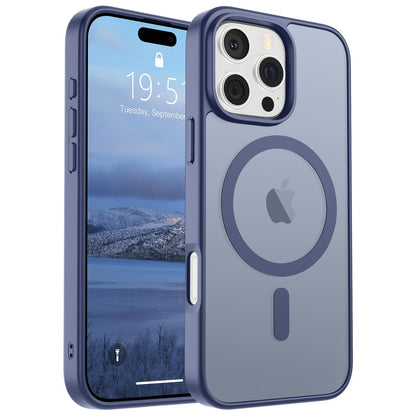 Magnetic for iPhone 14 Case & iPhone 13 Case (Compatible with MagSafe)(Military Grade Drop Protection) Translucent Matte Shockproof Phone Cover,Black