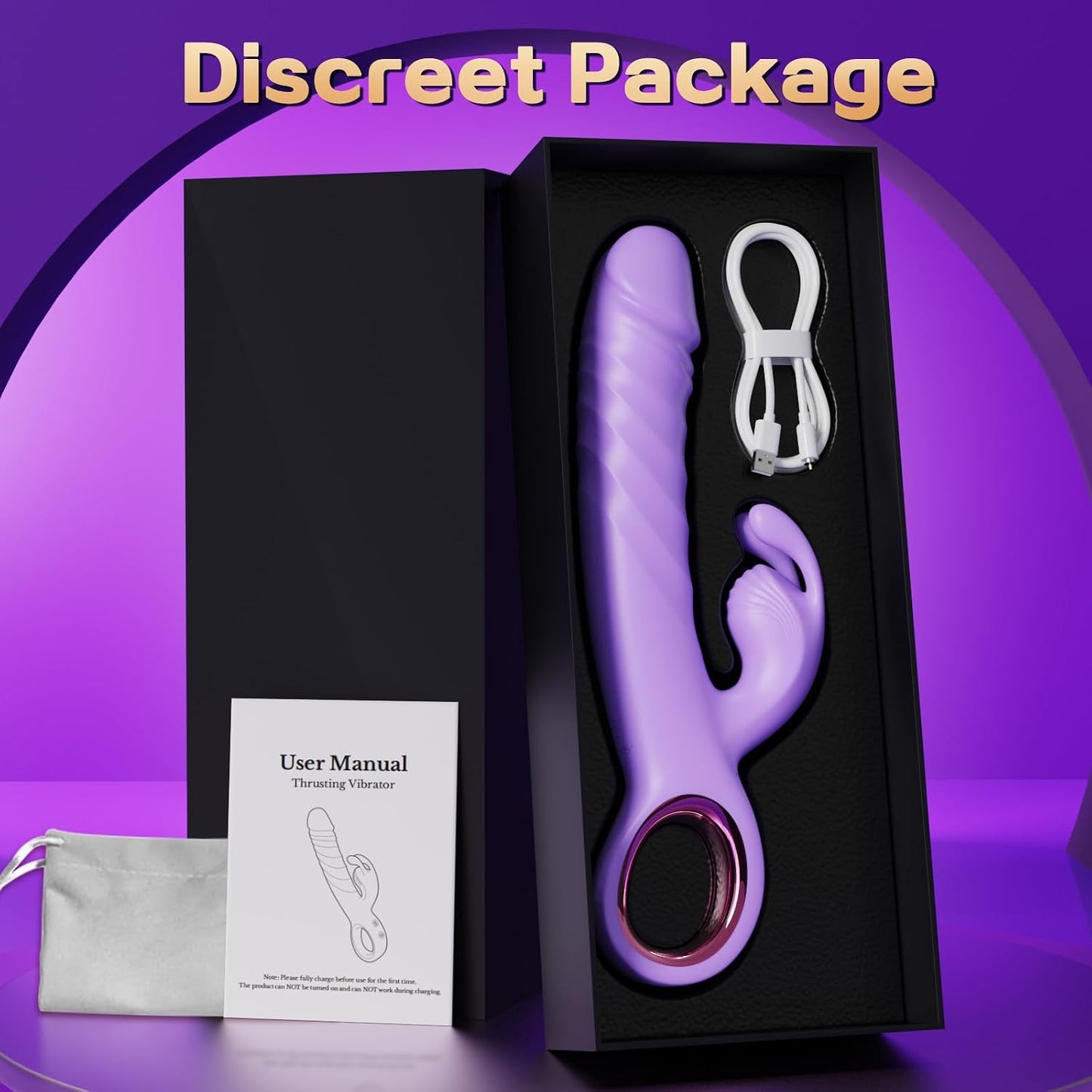 Thrusting Vibrator Adult Sex Toys - Dildos Vibrators for G Spot Clitoral with 7 Thrusting and 7 Vibrating Modes, Rabbit Sex Toys for Women Couples Purple