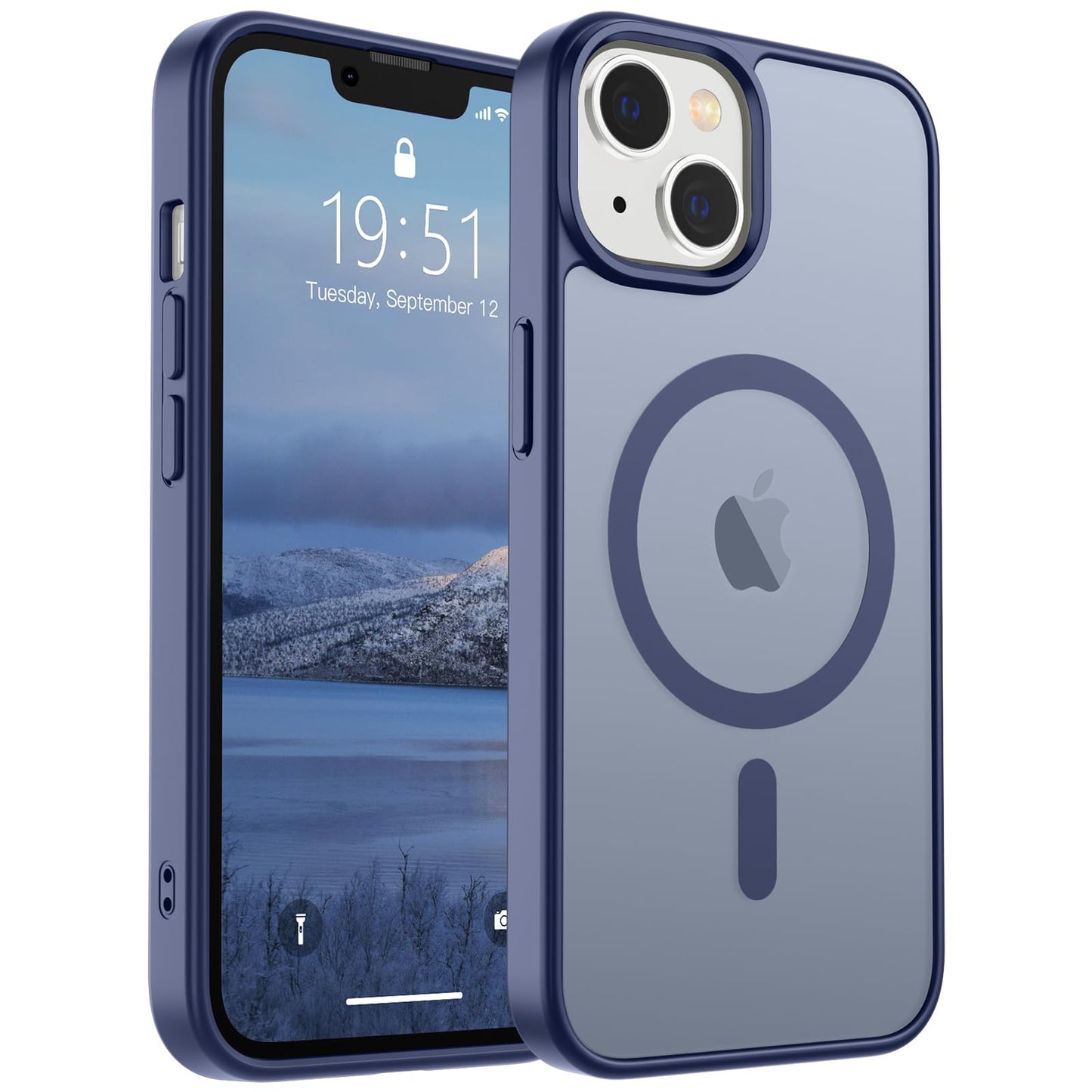 Magnetic for iPhone 14 Case & iPhone 13 Case (Compatible with MagSafe)(Military Grade Drop Protection) Translucent Matte Shockproof Phone Cover,Black