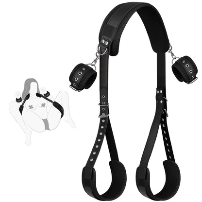 Sex Bondage BDSM Kit, Bed Restraints Set with Handcuffs Neck to Thigh/Ankle, Adjustable Leg Straps&Handcuffs for SM Adult Couples Game Play, Sex Toy for Women Beginner Leg Straps Tie Set Rope