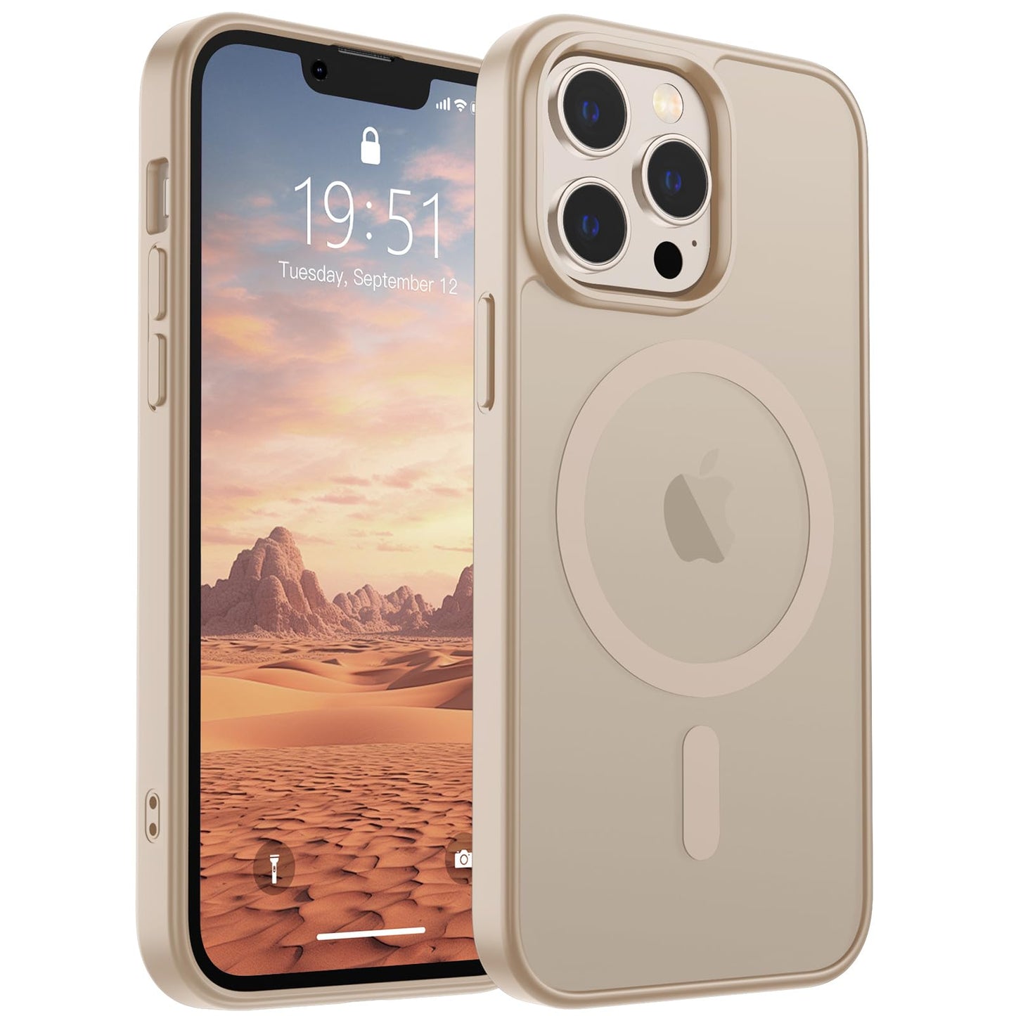 Magnetic for iPhone 14 Case & iPhone 13 Case (Compatible with MagSafe)(Military Grade Drop Protection) Translucent Matte Shockproof Phone Cover,Black