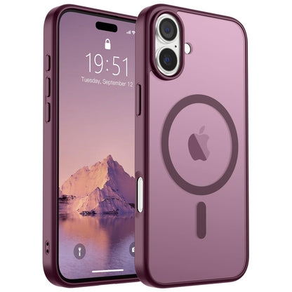 Magnetic for iPhone 14 Case & iPhone 13 Case (Compatible with MagSafe)(Military Grade Drop Protection) Translucent Matte Shockproof Phone Cover,Black