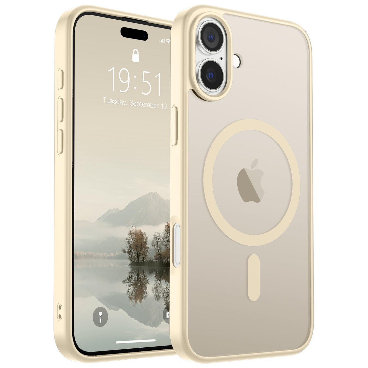 Magnetic for iPhone 14 Case & iPhone 13 Case (Compatible with MagSafe)(Military Grade Drop Protection) Translucent Matte Shockproof Phone Cover,Black