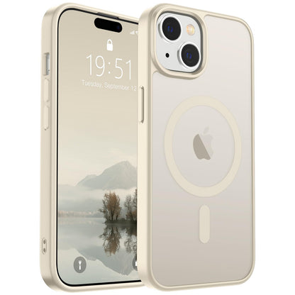 Magnetic for iPhone 14 Case & iPhone 13 Case (Compatible with MagSafe)(Military Grade Drop Protection) Translucent Matte Shockproof Phone Cover,Black