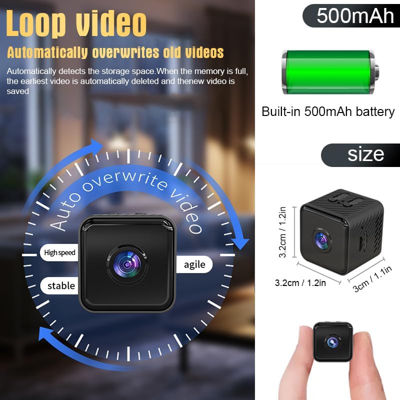 Mini Indoor Security Camera Wireless Home Small Outdoor WiFi Pet Cameras,2026 Upgraded Spy Tiny Nanny Cam, Wide Angle Night Vision,Home Indoor Outdoor Camara No Need WiFi Camaras For House Security