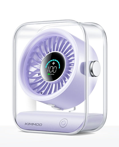 Rechargeable USB Desk Fan, Quiet Table Fan with Turbo Airflow, 100 Speeds, Digital Display, 90° Rotating, Small Battery Desktop Fans for Bedroom Home Office Travel, Black