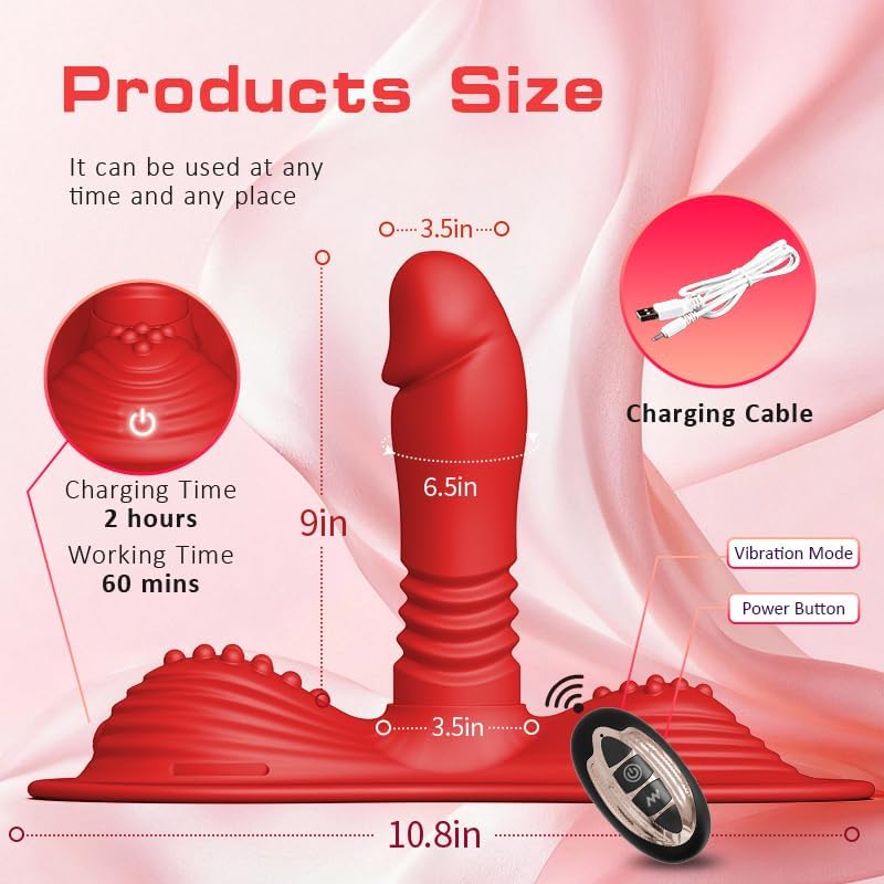Riding Thrusting Dildo Vibrator Sex Toys, Remote Control Strap on Pillow Cushion, Hands-Free Sex Saddle with 10 Vibrating Modes for Female Couple Adults Women G Spot Anal