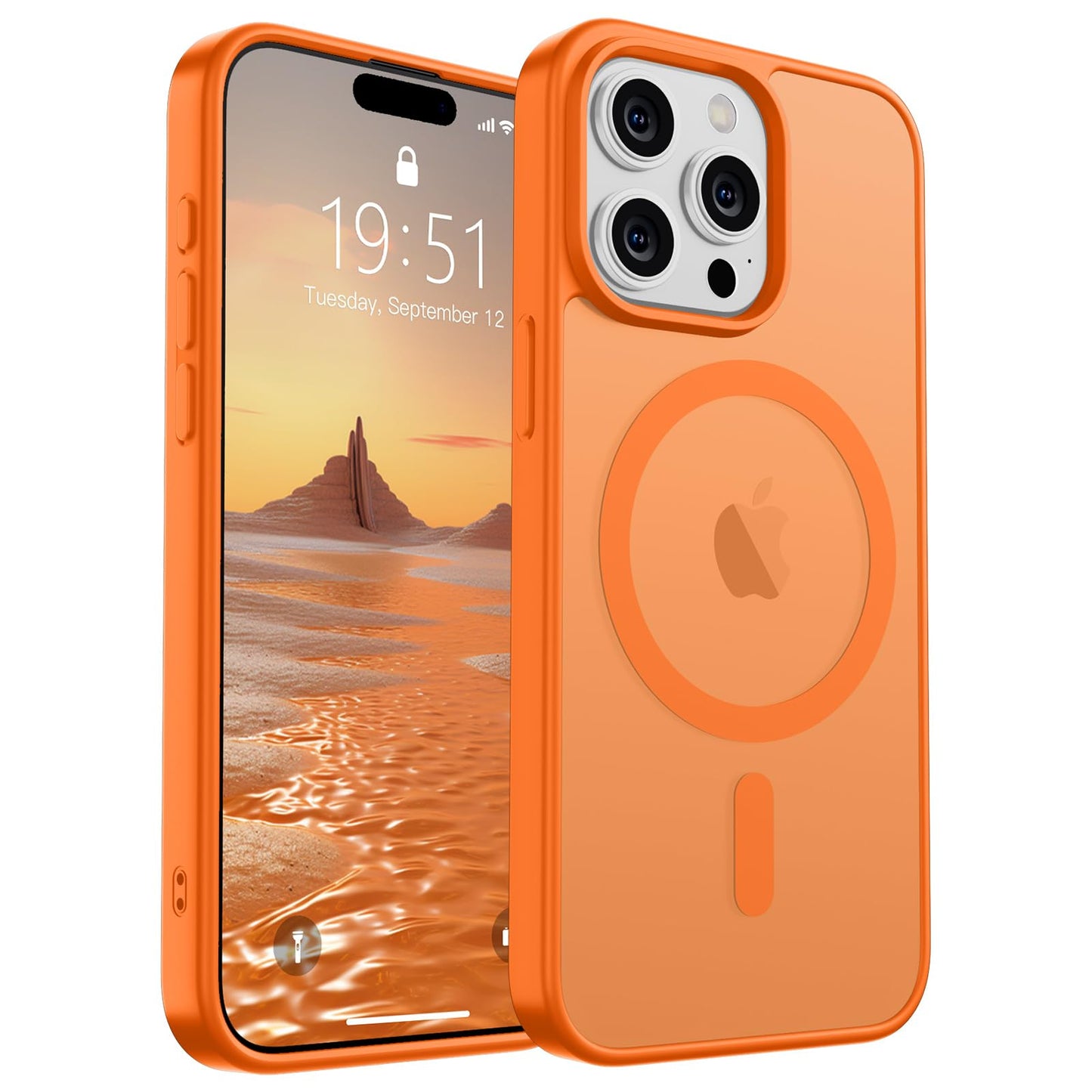 Magnetic for iPhone 14 Case & iPhone 13 Case (Compatible with MagSafe)(Military Grade Drop Protection) Translucent Matte Shockproof Phone Cover,Black