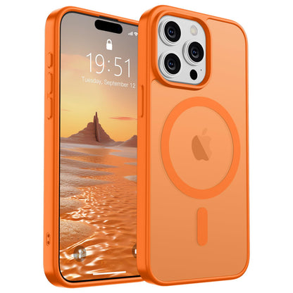 Magnetic for iPhone 14 Case & iPhone 13 Case (Compatible with MagSafe)(Military Grade Drop Protection) Translucent Matte Shockproof Phone Cover,Black