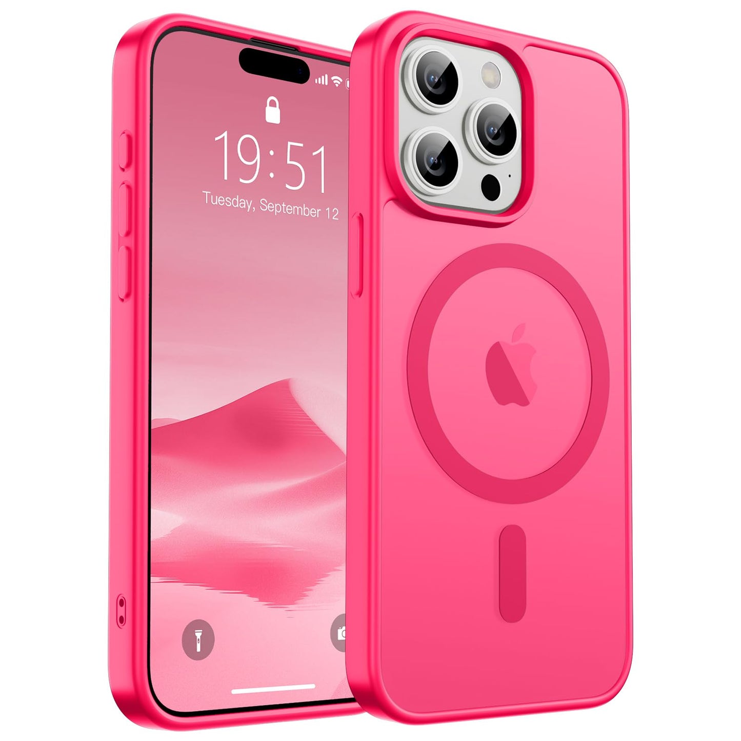 Magnetic for iPhone 14 Case & iPhone 13 Case (Compatible with MagSafe)(Military Grade Drop Protection) Translucent Matte Shockproof Phone Cover,Black
