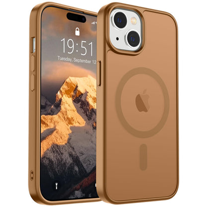 Magnetic for iPhone 14 Case & iPhone 13 Case (Compatible with MagSafe)(Military Grade Drop Protection) Translucent Matte Shockproof Phone Cover,Black