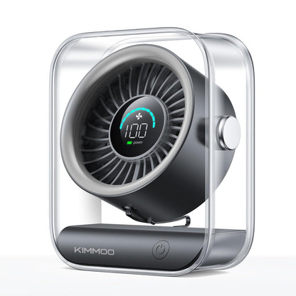 Rechargeable USB Desk Fan, Quiet Table Fan with Turbo Airflow, 100 Speeds, Digital Display, 90° Rotating, Small Battery Desktop Fans for Bedroom Home Office Travel, Black