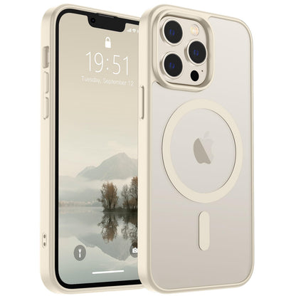 Magnetic for iPhone 14 Case & iPhone 13 Case (Compatible with MagSafe)(Military Grade Drop Protection) Translucent Matte Shockproof Phone Cover,Black
