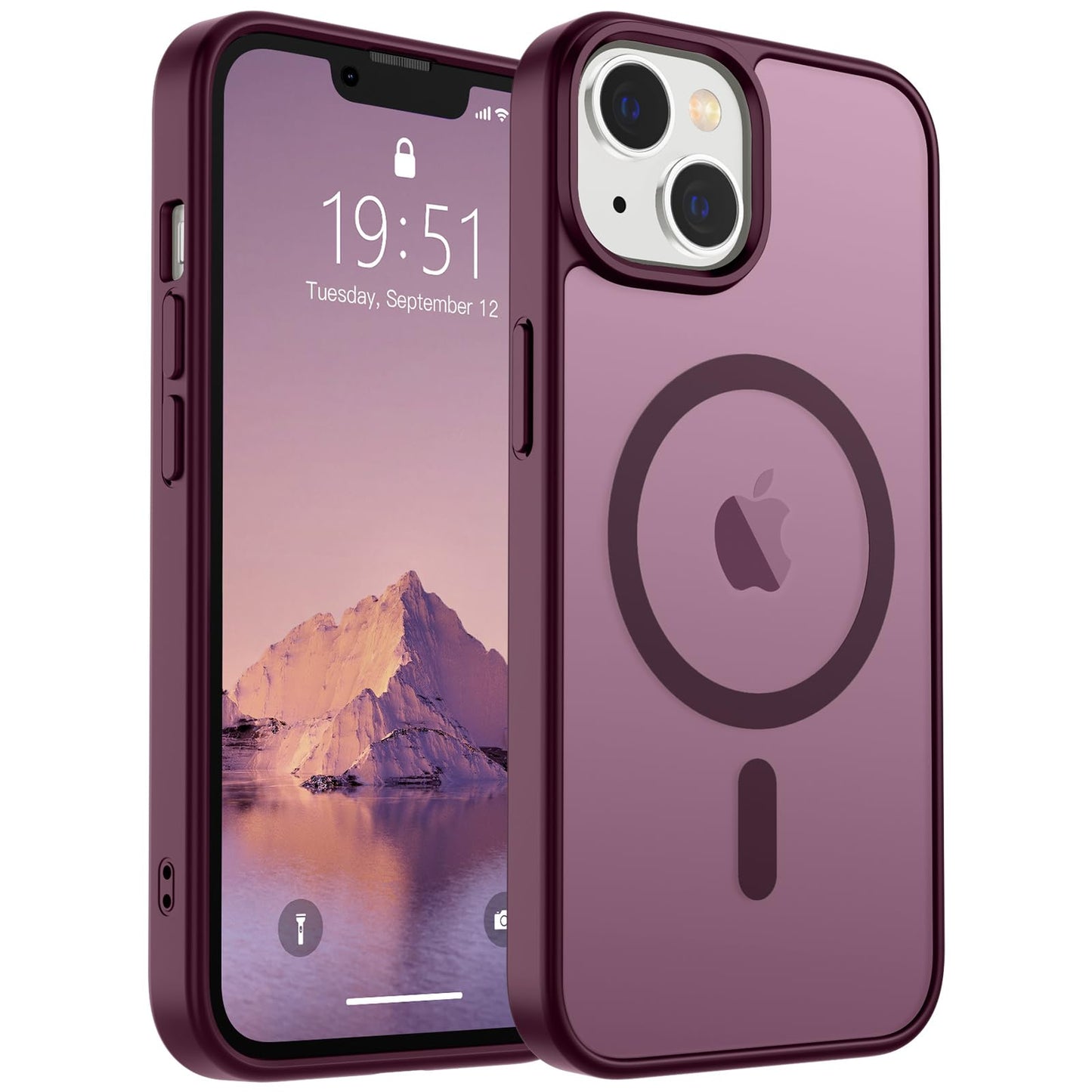 Magnetic for iPhone 14 Case & iPhone 13 Case (Compatible with MagSafe)(Military Grade Drop Protection) Translucent Matte Shockproof Phone Cover,Black
