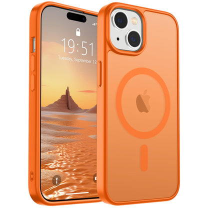 Magnetic for iPhone 14 Case & iPhone 13 Case (Compatible with MagSafe)(Military Grade Drop Protection) Translucent Matte Shockproof Phone Cover,Black