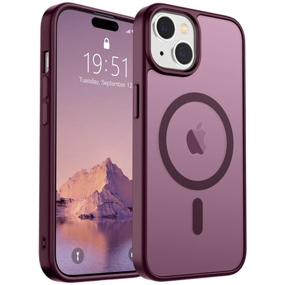 Magnetic for iPhone 14 Case & iPhone 13 Case (Compatible with MagSafe)(Military Grade Drop Protection) Translucent Matte Shockproof Phone Cover,Black