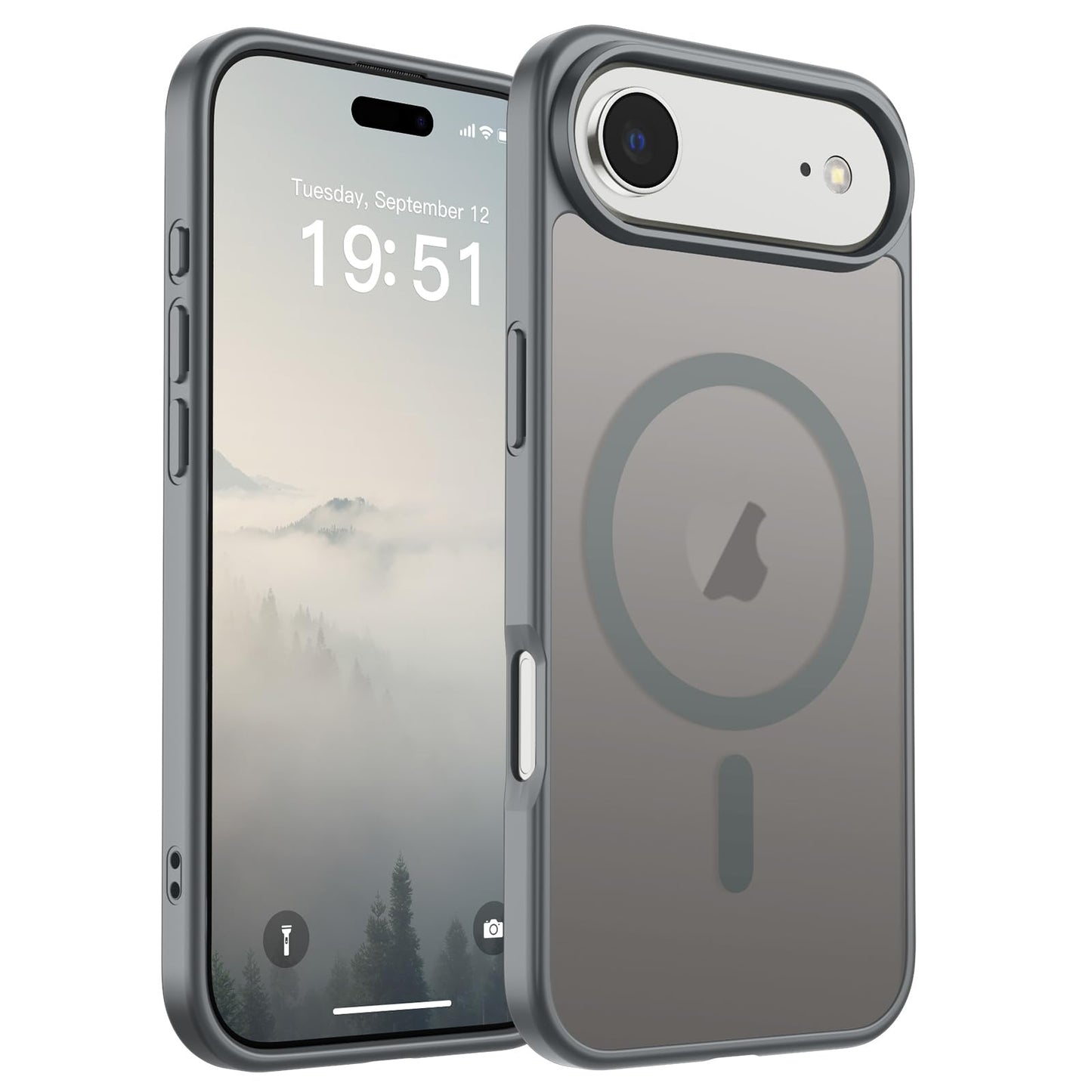 Magnetic for iPhone 14 Case & iPhone 13 Case (Compatible with MagSafe)(Military Grade Drop Protection) Translucent Matte Shockproof Phone Cover,Black