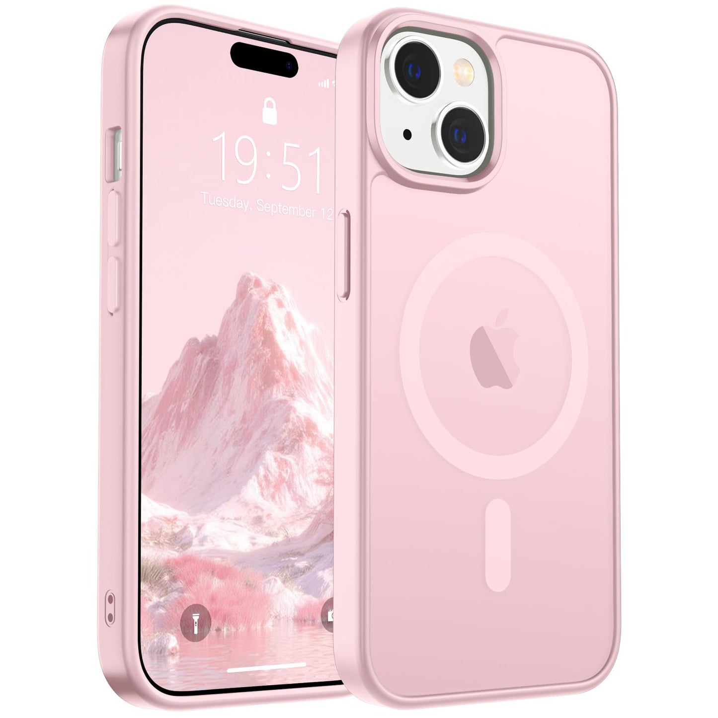 Magnetic for iPhone 14 Case & iPhone 13 Case (Compatible with MagSafe)(Military Grade Drop Protection) Translucent Matte Shockproof Phone Cover,Black