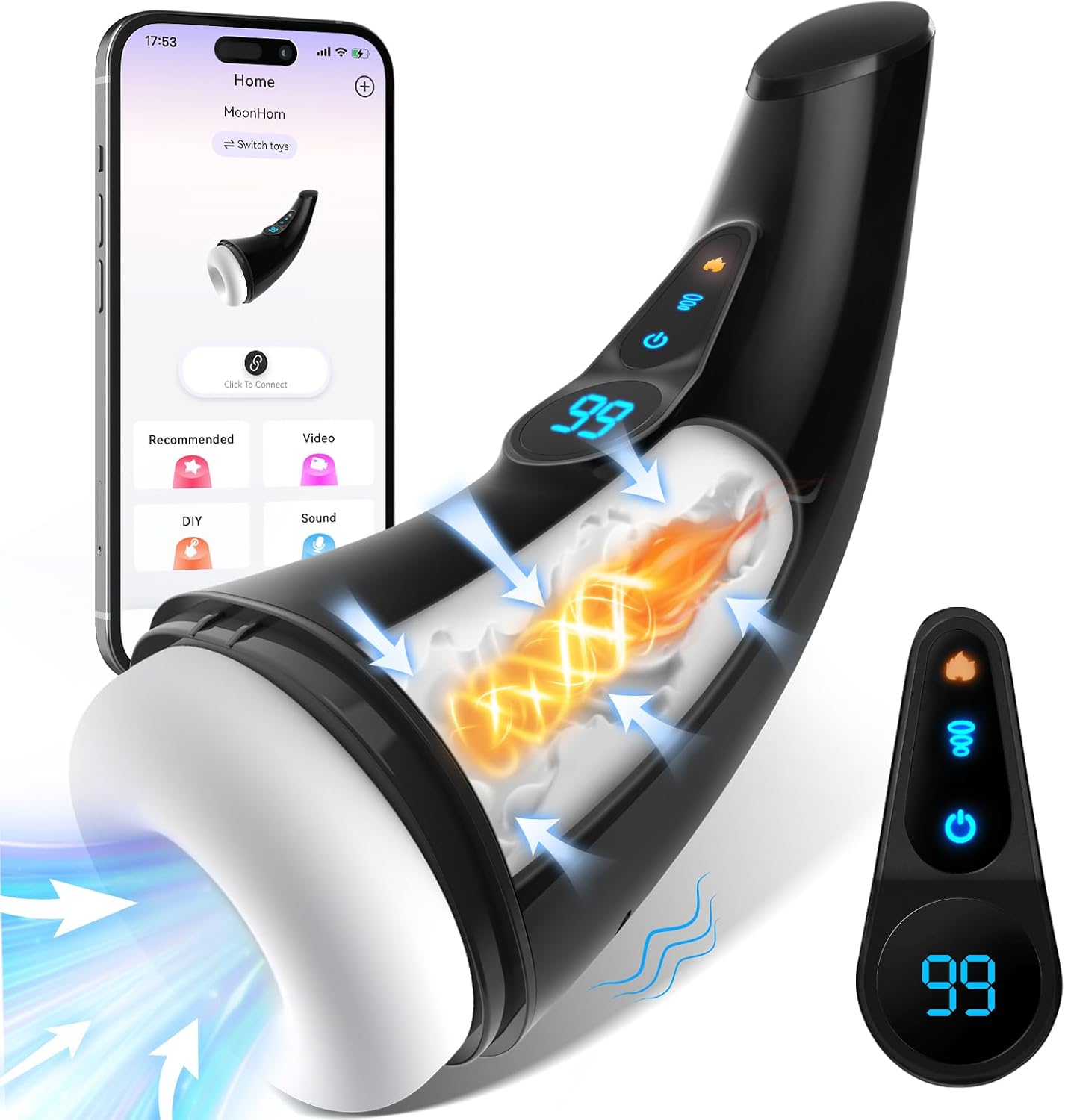 Sex Toys for Men Male Masturbator - APP Control Adult Toys Male Masturbators Penis Pump with 9 Sucking & 9 Vibrating, 3D Textured Sleeve Heating Blowjob Mens Sex Toy, LCD Display Pocket Pussy for Men