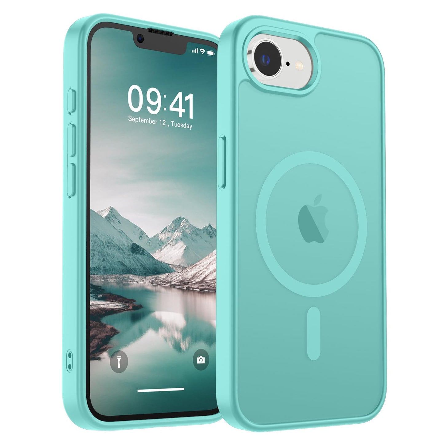 Magnetic for iPhone 14 Case & iPhone 13 Case (Compatible with MagSafe)(Military Grade Drop Protection) Translucent Matte Shockproof Phone Cover,Black