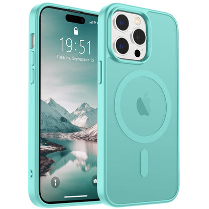 Magnetic for iPhone 14 Case & iPhone 13 Case (Compatible with MagSafe)(Military Grade Drop Protection) Translucent Matte Shockproof Phone Cover,Black