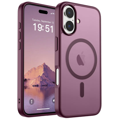 Magnetic for iPhone 14 Case & iPhone 13 Case (Compatible with MagSafe)(Military Grade Drop Protection) Translucent Matte Shockproof Phone Cover,Black