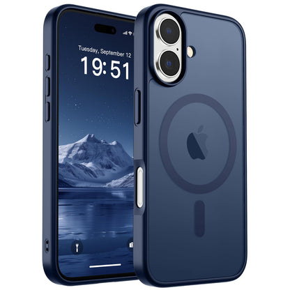 Magnetic for iPhone 14 Case & iPhone 13 Case (Compatible with MagSafe)(Military Grade Drop Protection) Translucent Matte Shockproof Phone Cover,Black