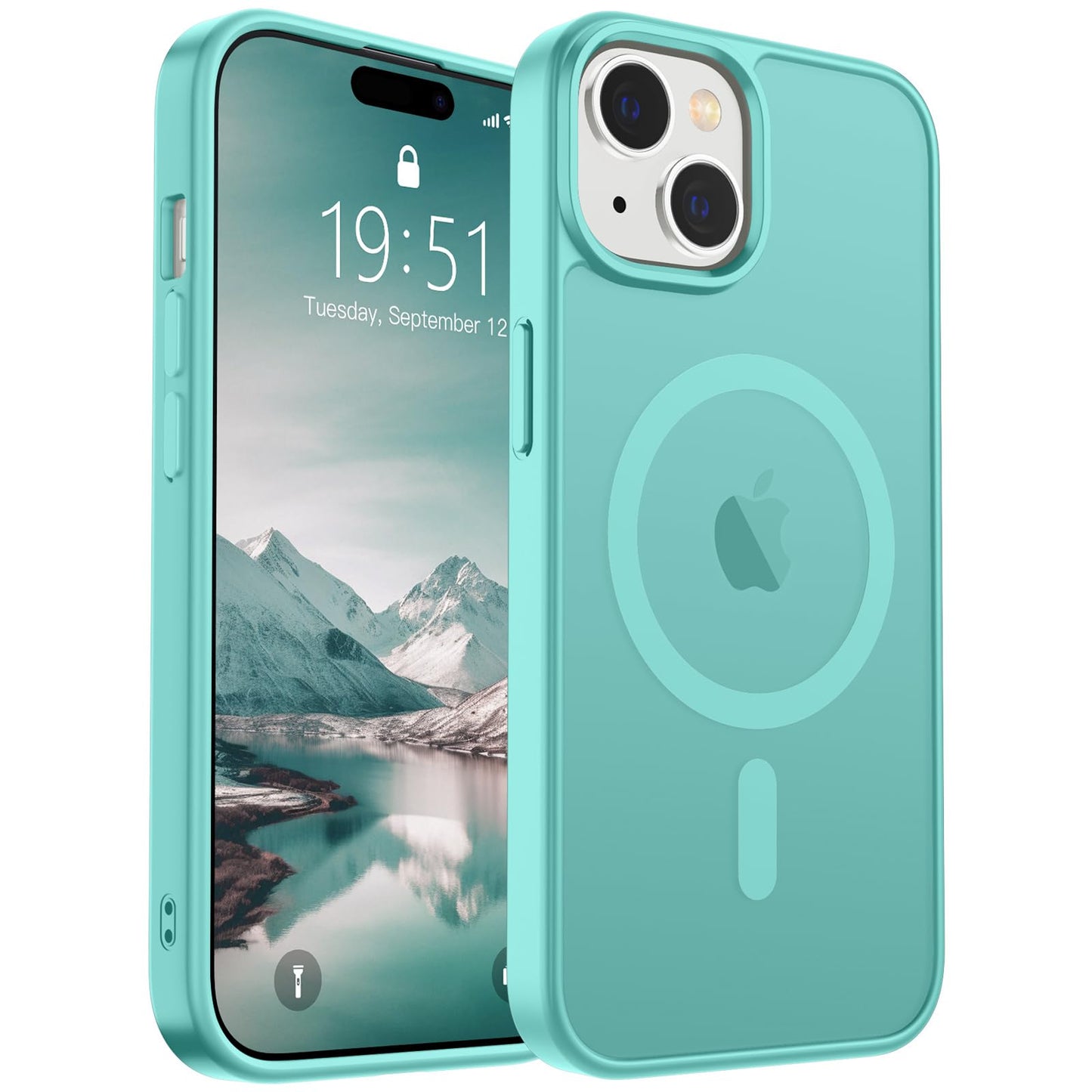 Magnetic for iPhone 14 Case & iPhone 13 Case (Compatible with MagSafe)(Military Grade Drop Protection) Translucent Matte Shockproof Phone Cover,Black