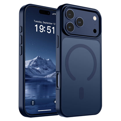Magnetic for iPhone 14 Case & iPhone 13 Case (Compatible with MagSafe)(Military Grade Drop Protection) Translucent Matte Shockproof Phone Cover,Black