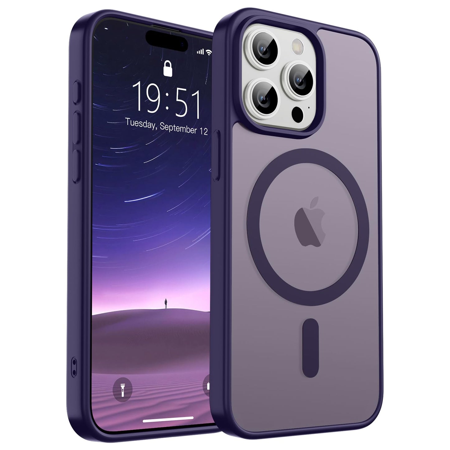 Magnetic for iPhone 14 Case & iPhone 13 Case (Compatible with MagSafe)(Military Grade Drop Protection) Translucent Matte Shockproof Phone Cover,Black