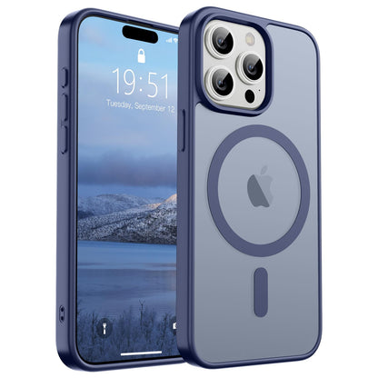 Magnetic for iPhone 14 Case & iPhone 13 Case (Compatible with MagSafe)(Military Grade Drop Protection) Translucent Matte Shockproof Phone Cover,Black