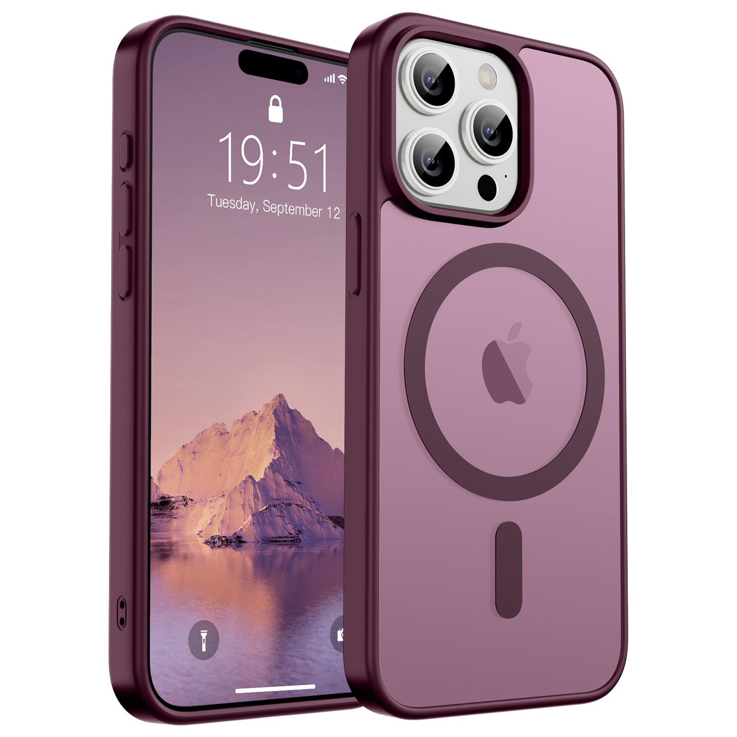 Magnetic for iPhone 14 Case & iPhone 13 Case (Compatible with MagSafe)(Military Grade Drop Protection) Translucent Matte Shockproof Phone Cover,Black