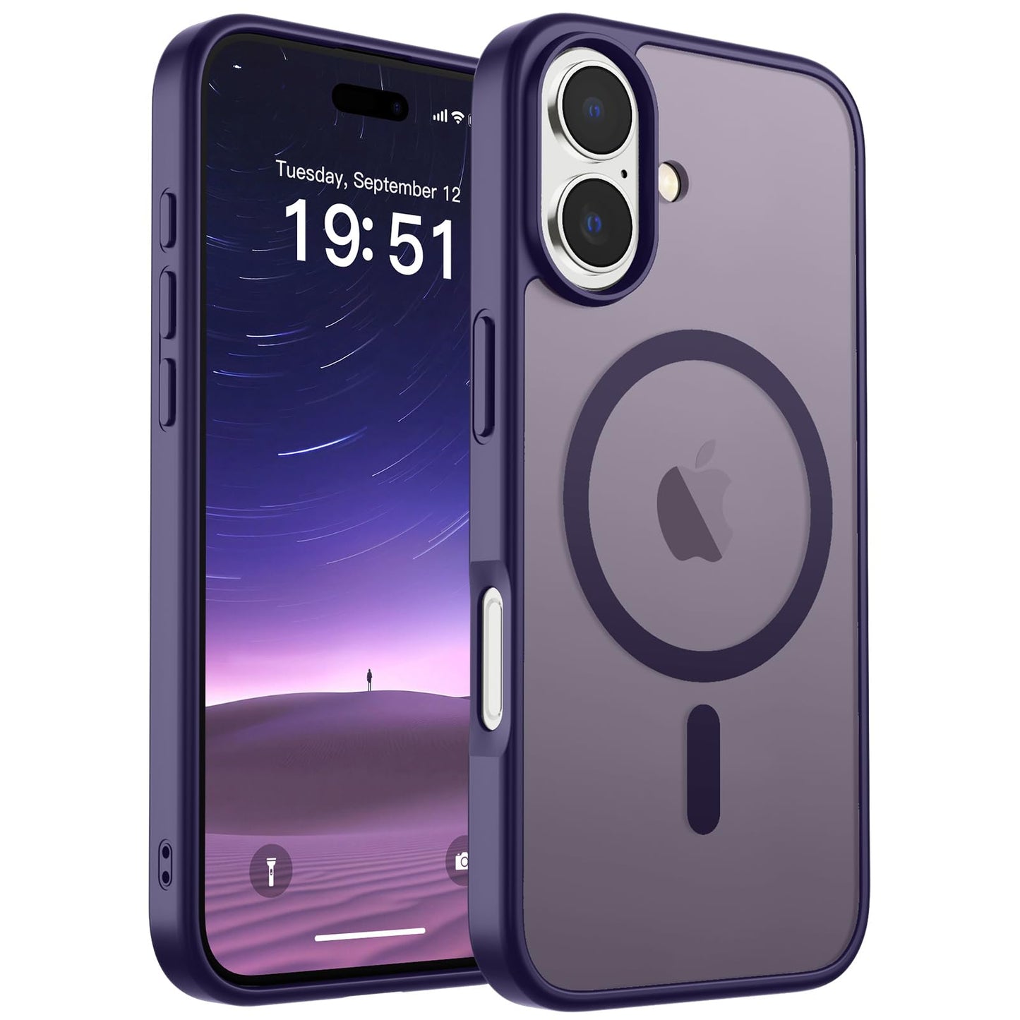 Magnetic for iPhone 14 Case & iPhone 13 Case (Compatible with MagSafe)(Military Grade Drop Protection) Translucent Matte Shockproof Phone Cover,Black