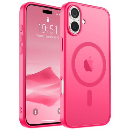 Magnetic for iPhone 14 Case & iPhone 13 Case (Compatible with MagSafe)(Military Grade Drop Protection) Translucent Matte Shockproof Phone Cover,Black