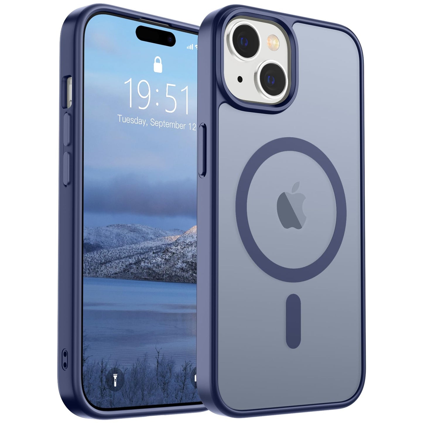 Magnetic for iPhone 14 Case & iPhone 13 Case (Compatible with MagSafe)(Military Grade Drop Protection) Translucent Matte Shockproof Phone Cover,Black
