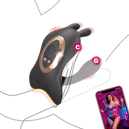 Couples App Remote Control Wearable Vibrator, Couple Women Adult Sex Toys, Long Distance Panty Vibrator with Rabbit Stimulator for G Spot Clitoral Penis Pleasure, Healexcer Female Kinky Sex Toy Game