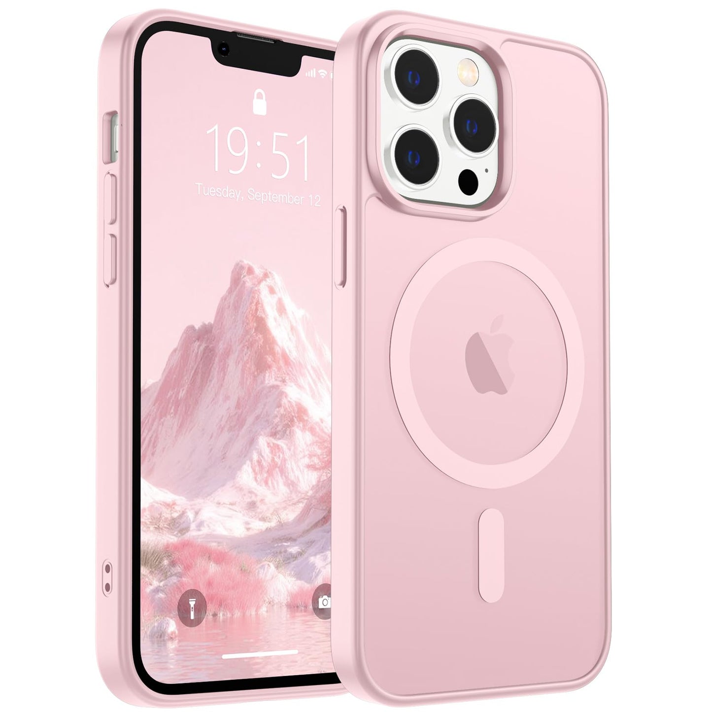 Magnetic for iPhone 14 Case & iPhone 13 Case (Compatible with MagSafe)(Military Grade Drop Protection) Translucent Matte Shockproof Phone Cover,Black