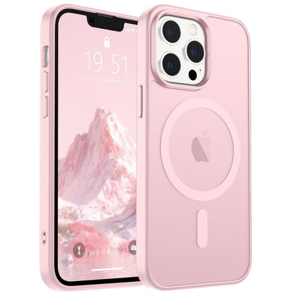 Magnetic for iPhone 14 Case & iPhone 13 Case (Compatible with MagSafe)(Military Grade Drop Protection) Translucent Matte Shockproof Phone Cover,Black