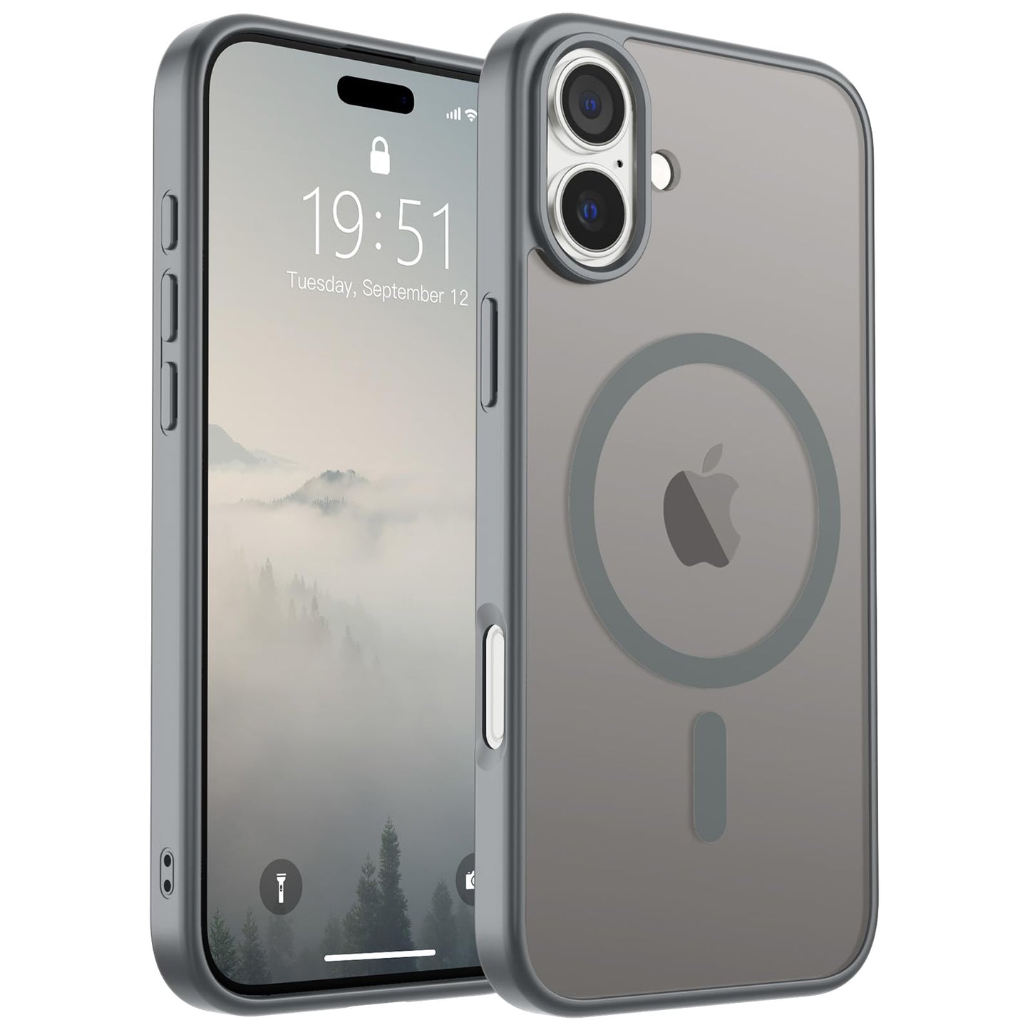 Magnetic for iPhone 14 Case & iPhone 13 Case (Compatible with MagSafe)(Military Grade Drop Protection) Translucent Matte Shockproof Phone Cover,Black