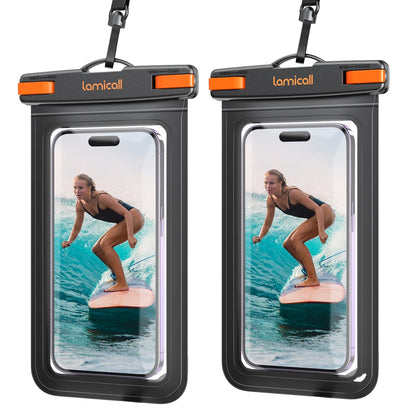 Waterproof Phone Pouch Case - [2 Pack] IPX8 Beach & Cruise Essentials, Touch Screen, Easy Lock, Cell Phone Dry Bag for iPhone 17 16 15 14 13 12 11 Pro Max Plus, Galaxy S25, fit 7" with Case