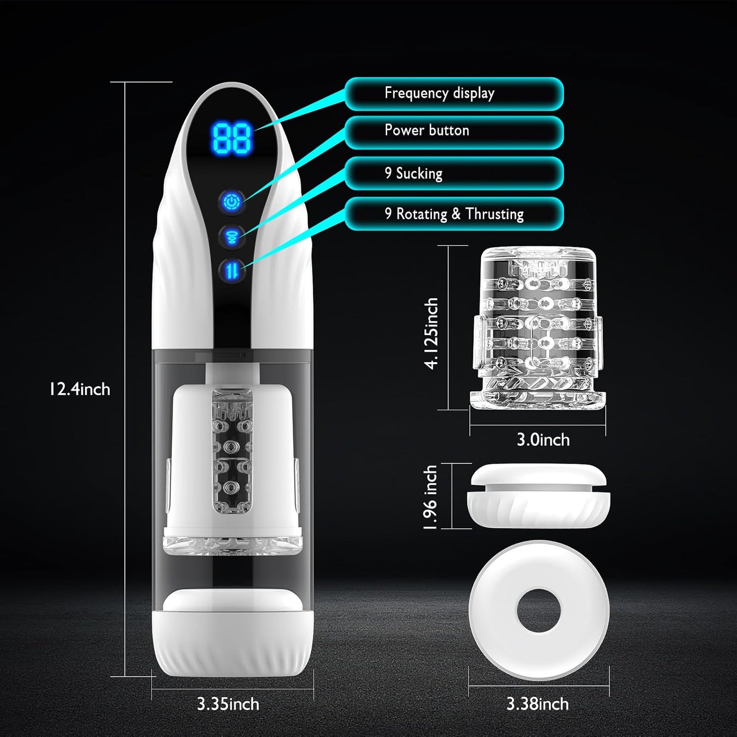 Electric Blowjob Penis Massager Sucker Sex Toy - Automatic Male Masturbator with 9 Modes Sucking Thrusting & Rotating for Men’s Pleasure, Milking Machine Cock Shower Stroker Masturbation Cup Dick Pump