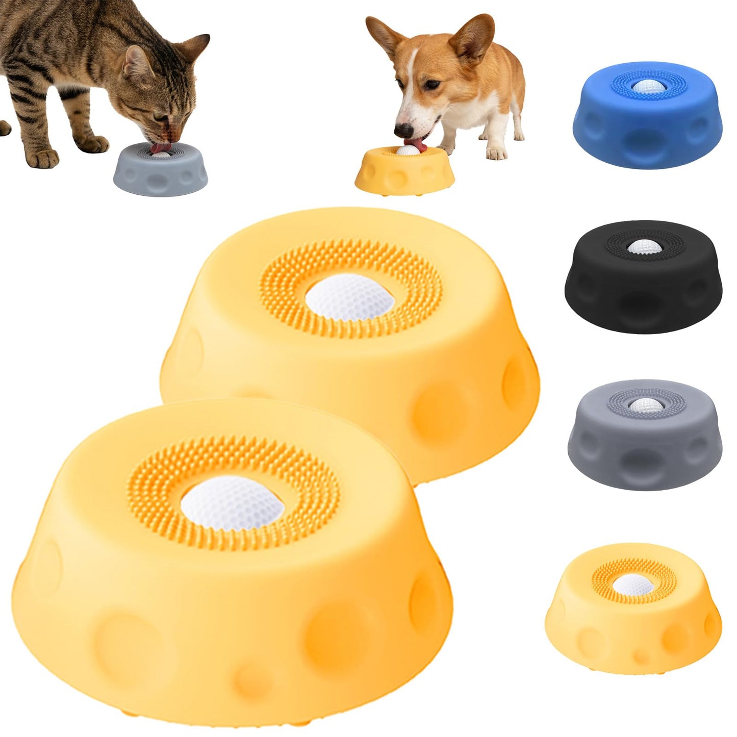 2pcs Dog Lick Bowl with Ball,Lick Ball Bowl for Dogs,Dog Licking Bowl with Rolling Ball,Slow Feeder Ball Bowl to Slow Pet Eating,Rolling Ball Dog Bowl Give Pet More Time to Enjoy Eating. (Blue-2pcs)