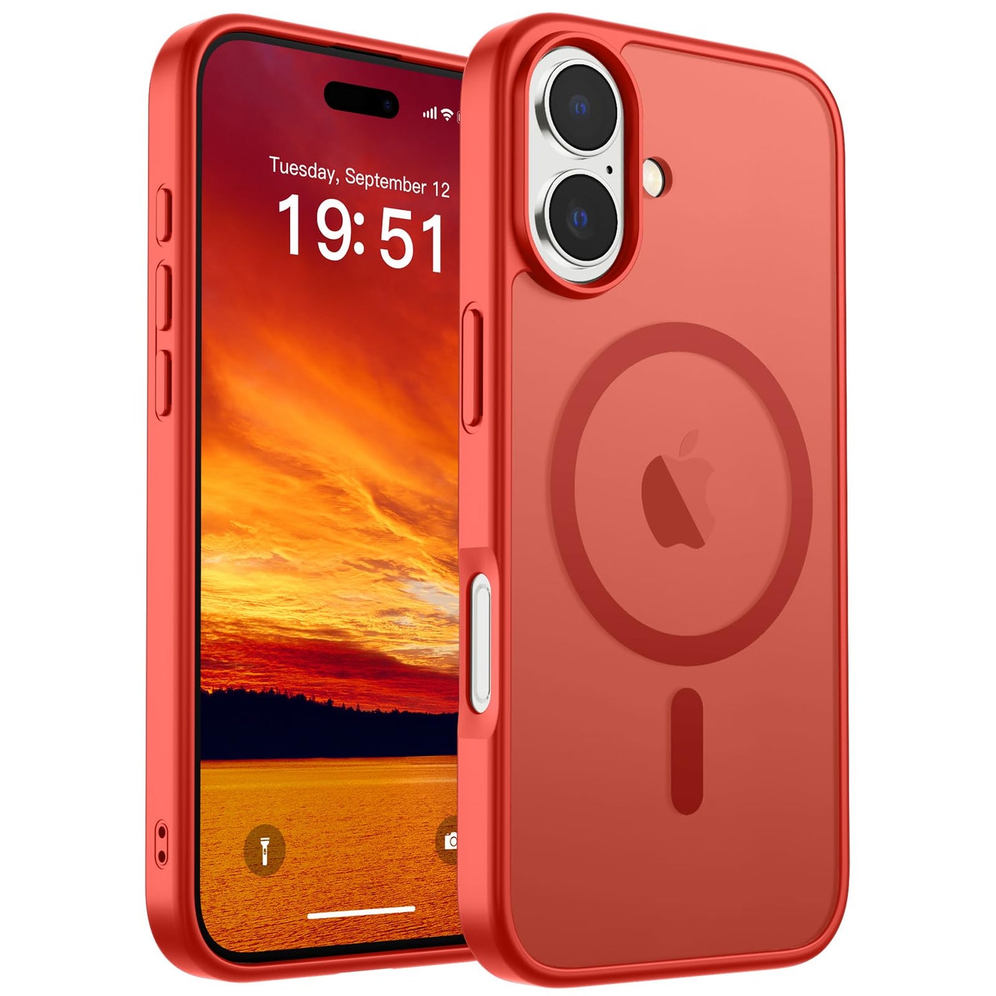 Magnetic for iPhone 14 Case & iPhone 13 Case (Compatible with MagSafe)(Military Grade Drop Protection) Translucent Matte Shockproof Phone Cover,Black